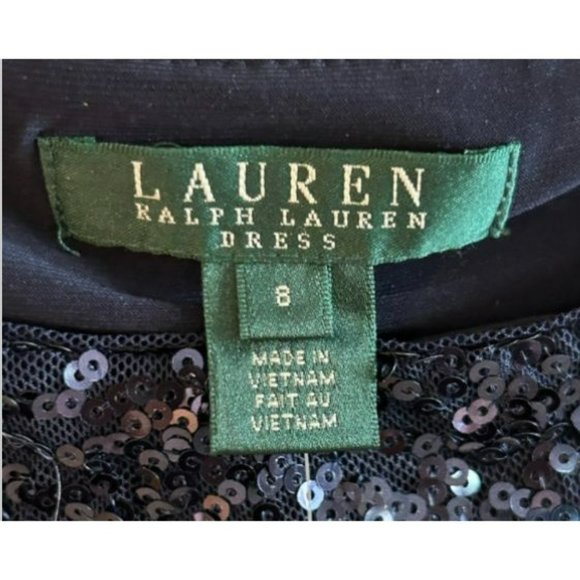 Ralph Lauren, Size 8, Dark Navy Blue Sleeveless Sequin Knee Length Dress, NWT. - Picture 4 of 6
